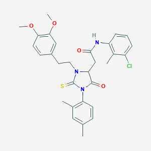 N-(3-chloro-2-methylphenyl)-2-[3-[2-(3,4-dimethoxyphenyl)ethyl]-1-(2,4-dimethylphenyl)-5-oxo-2-thioxo-4-imidazolidinyl]acetamide