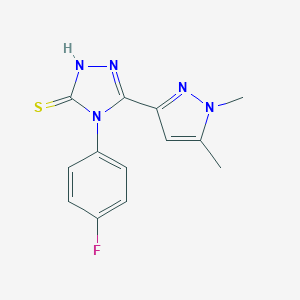 molecular formula C13H12FN5S B454741 5-(1,5-dimethyl-1H-pyrazol-3-yl)-4-(4-fluorophenyl)-4H-1,2,4-triazole-3-thiol 
