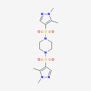 molecular formula C14H22N6O4S2 B4547433 1,4-bis[(1,5-dimethyl-1H-pyrazol-4-yl)sulfonyl]piperazine 