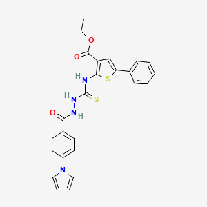 molecular formula C25H22N4O3S2 B4547473 ethyl 5-phenyl-2-[({2-[4-(1H-pyrrol-1-yl)benzoyl]hydrazino}carbonothioyl)amino]-3-thiophenecarboxylate 