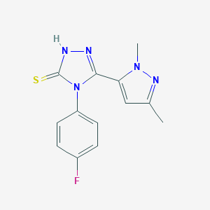 molecular formula C13H12FN5S B454750 5-(1,3-dimethyl-1H-pyrazol-5-yl)-4-(4-fluorophenyl)-4H-1,2,4-triazole-3-thiol 