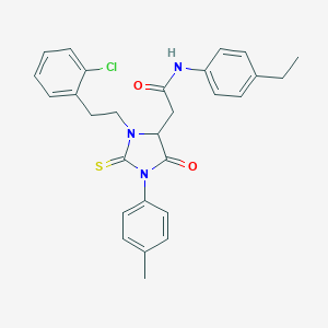 2-[3-[2-(2-chlorophenyl)ethyl]-1-(4-methylphenyl)-5-oxo-2-thioxo-4-imidazolidinyl]-N-(4-ethylphenyl)acetamide