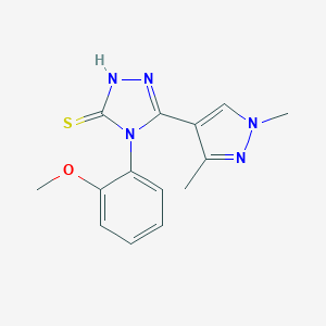 molecular formula C14H15N5OS B454755 3-(1,3-dimethyl-4-pyrazolyl)-4-(2-methoxyphenyl)-1H-1,2,4-triazole-5-thione 