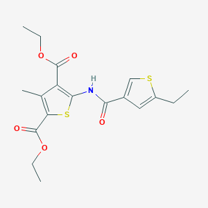 molecular formula C18H21NO5S2 B454762 Diethyl 5-{[(5-ethyl-3-thienyl)carbonyl]amino}-3-methyl-2,4-thiophenedicarboxylate 