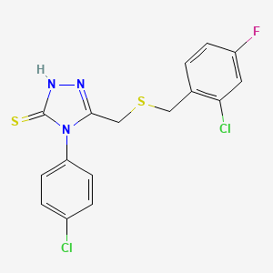 molecular formula C16H12Cl2FN3S2 B4547621 5-{[(2-chloro-4-fluorobenzyl)thio]methyl}-4-(4-chlorophenyl)-4H-1,2,4-triazole-3-thiol 