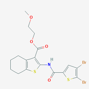 molecular formula C17H17Br2NO4S2 B454764 2-Methoxyethyl 2-{[(4,5-dibromothiophen-2-yl)carbonyl]amino}-4,5,6,7-tetrahydro-1-benzothiophene-3-carboxylate 