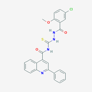 molecular formula C25H19ClN4O3S B454766 N-{[2-(5-chloro-2-methoxybenzoyl)hydrazino]carbothioyl}-2-phenyl-4-quinolinecarboxamide 