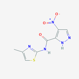 molecular formula C8H7N5O3S B4547676 N-(4-methyl-1,3-thiazol-2-yl)-4-nitro-1H-pyrazole-3-carboxamide 