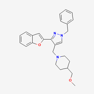 molecular formula C26H29N3O2 B4547709 1-{[3-(1-benzofuran-2-yl)-1-benzyl-1H-pyrazol-4-yl]methyl}-4-(methoxymethyl)piperidine 