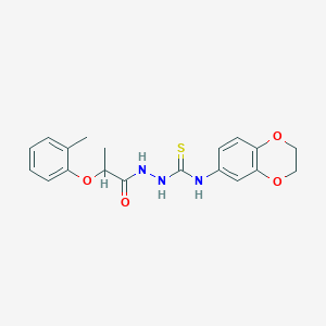 molecular formula C19H21N3O4S B4547746 N-(2,3-dihydro-1,4-benzodioxin-6-yl)-2-[2-(2-methylphenoxy)propanoyl]hydrazinecarbothioamide 