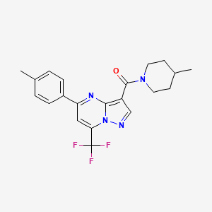 molecular formula C21H21F3N4O B4547754 [5-(4-Methylphenyl)-7-(trifluoromethyl)pyrazolo[1,5-a]pyrimidin-3-yl]-(4-methylpiperidin-1-yl)methanone 