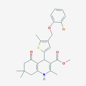 molecular formula C26H28BrNO4S B454780 methyl 4-{4-[(2-bromophenoxy)methyl]-5-methyl-2-thienyl}-2,7,7-trimethyl-5-oxo-1,4,5,6,7,8-hexahydro-3-quinolinecarboxylate 