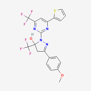 molecular formula C20H14F6N4O2S B4547811 3-(4-methoxyphenyl)-1-[4-(2-thienyl)-6-(trifluoromethyl)-2-pyrimidinyl]-5-(trifluoromethyl)-4,5-dihydro-1H-pyrazol-5-ol 