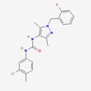 molecular formula C20H20ClFN4O B4547823 N-(3-chloro-4-methylphenyl)-N'-[1-(2-fluorobenzyl)-3,5-dimethyl-1H-pyrazol-4-yl]urea 