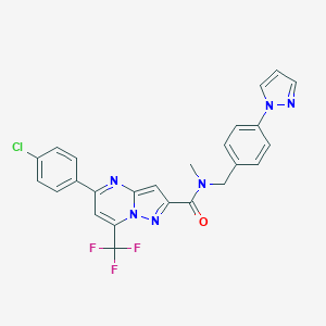 molecular formula C25H18ClF3N6O B454785 5-(4-chlorophenyl)-N-methyl-N-[4-(1H-pyrazol-1-yl)benzyl]-7-(trifluoromethyl)pyrazolo[1,5-a]pyrimidine-2-carboxamide 