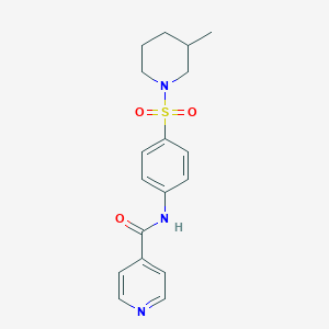 molecular formula C18H21N3O3S B4547852 N-{4-[(3-methylpiperidin-1-yl)sulfonyl]phenyl}pyridine-4-carboxamide 