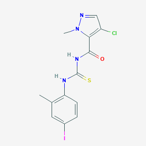 molecular formula C13H12ClIN4OS B454787 4-chloro-N-[(4-iodo-2-methylphenyl)carbamothioyl]-1-methyl-1H-pyrazole-5-carboxamide 