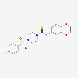 N-(2,3-dihydro-1,4-benzodioxin-6-yl)-4-[(4-fluorophenyl)sulfonyl]-1-piperazinecarbothioamide