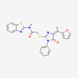 molecular formula C23H16N4O3S2 B4547911 N-1,3-benzothiazol-2-yl-2-{[4-(2-furylmethylene)-5-oxo-1-phenyl-4,5-dihydro-1H-imidazol-2-yl]thio}acetamide 