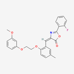 molecular formula C26H22FNO5 B4547931 (4E)-2-(2-fluorophenyl)-4-[[2-[2-(3-methoxyphenoxy)ethoxy]-5-methylphenyl]methylidene]-1,3-oxazol-5-one 