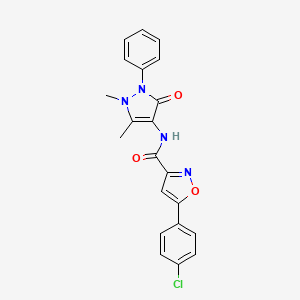 molecular formula C21H17ClN4O3 B4548003 5-(4-chlorophenyl)-N-(1,5-dimethyl-3-oxo-2-phenyl-2,3-dihydro-1H-pyrazol-4-yl)-3-isoxazolecarboxamide 