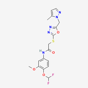 N~1~-[4-(DIFLUOROMETHOXY)-3-METHOXYPHENYL]-2-({5-[(5-METHYL-1H-PYRAZOL-1-YL)METHYL]-1,3,4-OXADIAZOL-2-YL}SULFANYL)ACETAMIDE