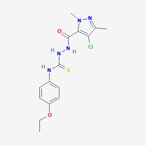 molecular formula C15H18ClN5O2S B454805 2-[(4-chloro-1,3-dimethyl-1H-pyrazol-5-yl)carbonyl]-N-(4-ethoxyphenyl)hydrazinecarbothioamide 