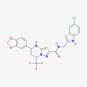 molecular formula C24H19ClF3N5O3 B454806 5-(1,3-benzodioxol-5-yl)-N-[(5-chloro-1H-indol-2-yl)methyl]-7-(trifluoromethyl)-4,5,6,7-tetrahydropyrazolo[1,5-a]pyrimidine-2-carboxamide 