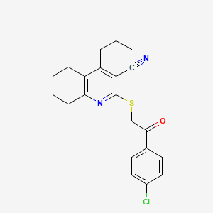 2-{[2-(4-Chlorophenyl)-2-oxoethyl]sulfanyl}-4-(2-methylpropyl)-5,6,7,8-tetrahydroquinoline-3-carbonitrile