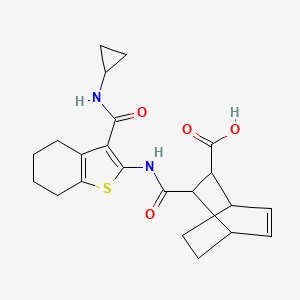 molecular formula C22H26N2O4S B4548108 3-[({3-[(CYCLOPROPYLAMINO)CARBONYL]-4,5,6,7-TETRAHYDRO-1-BENZOTHIOPHEN-2-YL}AMINO)CARBONYL]BICYCLO[2.2.2]OCT-5-ENE-2-CARBOXYLIC ACID 