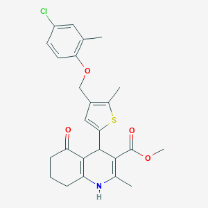 molecular formula C25H26ClNO4S B454815 Methyl 4-{4-[(4-chloro-2-methylphenoxy)methyl]-5-methyl-2-thienyl}-2-methyl-5-oxo-1,4,5,6,7,8-hexahydro-3-quinolinecarboxylate 
