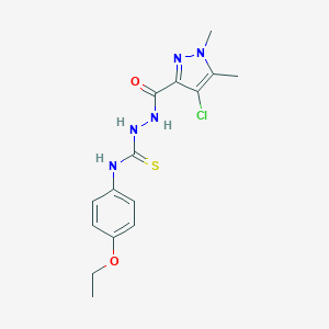 molecular formula C15H18ClN5O2S B454816 2-[(4-chloro-1,5-dimethyl-1H-pyrazol-3-yl)carbonyl]-N-(4-ethoxyphenyl)hydrazinecarbothioamide 