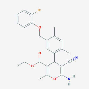 molecular formula C25H25BrN2O4 B454817 ethyl 6-amino-4-{5-[(2-bromophenoxy)methyl]-2,4-dimethylphenyl}-5-cyano-2-methyl-4H-pyran-3-carboxylate 