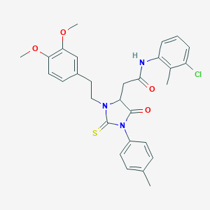 N-(3-chloro-2-methylphenyl)-2-[3-[2-(3,4-dimethoxyphenyl)ethyl]-1-(4-methylphenyl)-5-oxo-2-thioxo-4-imidazolidinyl]acetamide