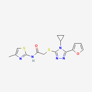 molecular formula C15H15N5O2S2 B4548194 2-{[4-cyclopropyl-5-(2-furyl)-4H-1,2,4-triazol-3-yl]thio}-N-(4-methyl-1,3-thiazol-2-yl)acetamide 