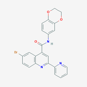 molecular formula C23H16BrN3O3 B4548199 6-bromo-N-(2,3-dihydro-1,4-benzodioxin-6-yl)-2-(2-pyridinyl)-4-quinolinecarboxamide 