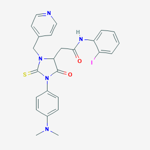 2-[1-[4-(dimethylamino)phenyl]-5-oxo-3-(4-pyridinylmethyl)-2-thioxo-4-imidazolidinyl]-N-(2-iodophenyl)acetamide