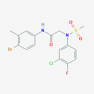 molecular formula C16H15BrClFN2O3S B4548214 N-(4-bromo-3-methylphenyl)-2-(3-chloro-4-fluoro-N-methylsulfonylanilino)acetamide 