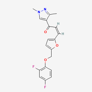 molecular formula C19H16F2N2O3 B4548254 (Z)-3-{5-[(2,4-DIFLUOROPHENOXY)METHYL]-2-FURYL}-1-(1,3-DIMETHYL-1H-PYRAZOL-4-YL)-2-PROPEN-1-ONE 