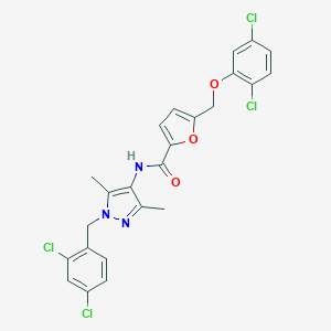 molecular formula C24H19Cl4N3O3 B454826 N-[1-(2,4-dichlorobenzyl)-3,5-dimethyl-1H-pyrazol-4-yl]-5-[(2,5-dichlorophenoxy)methyl]-2-furamide 