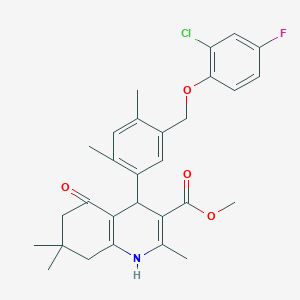 molecular formula C29H31ClFNO4 B454829 Methyl 4-{5-[(2-chloro-4-fluorophenoxy)methyl]-2,4-dimethylphenyl}-2,7,7-trimethyl-5-oxo-1,4,5,6,7,8-hexahydro-3-quinolinecarboxylate 