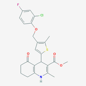 molecular formula C24H23ClFNO4S B454831 Methyl 4-{4-[(2-chloro-4-fluorophenoxy)methyl]-5-methyl-2-thienyl}-2-methyl-5-oxo-1,4,5,6,7,8-hexahydro-3-quinolinecarboxylate 