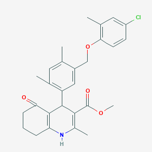molecular formula C28H30ClNO4 B454832 Methyl 4-{5-[(4-chloro-2-methylphenoxy)methyl]-2,4-dimethylphenyl}-2-methyl-5-oxo-1,4,5,6,7,8-hexahydro-3-quinolinecarboxylate 
