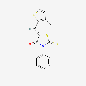 molecular formula C16H13NOS3 B4548340 (5Z)-3-(4-methylphenyl)-5-[(3-methylthiophen-2-yl)methylidene]-2-thioxo-1,3-thiazolidin-4-one 