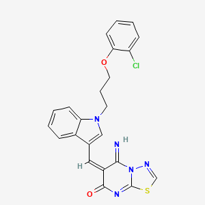 (6E)-6-[[1-[3-(2-chlorophenoxy)propyl]indol-3-yl]methylidene]-5-imino-[1,3,4]thiadiazolo[3,2-a]pyrimidin-7-one