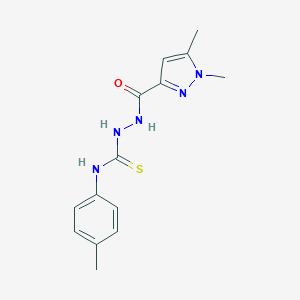 molecular formula C14H17N5OS B454835 2-[(1,5-dimethyl-1H-pyrazol-3-yl)carbonyl]-N-(4-methylphenyl)hydrazinecarbothioamide 