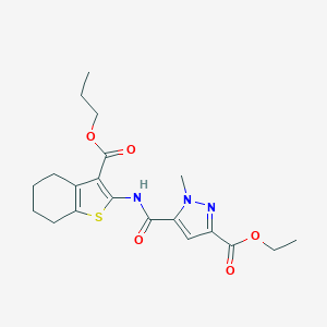 ETHYL 1-METHYL-5-({[3-(PROPOXYCARBONYL)-4,5,6,7-TETRAHYDRO-1-BENZOTHIOPHEN-2-YL]AMINO}CARBONYL)-1H-PYRAZOLE-3-CARBOXYLATE