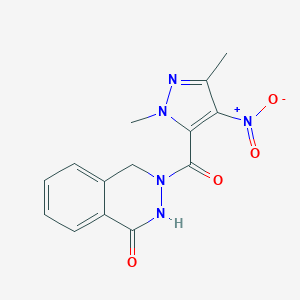 molecular formula C14H13N5O4 B454838 3-[(1,3-dimethyl-4-nitro-1H-pyrazol-5-yl)carbonyl]-3,4-dihydrophthalazin-1(2H)-one 