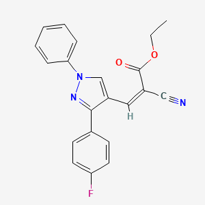 molecular formula C21H16FN3O2 B4548388 ethyl (Z)-2-cyano-3-[3-(4-fluorophenyl)-1-phenylpyrazol-4-yl]prop-2-enoate 