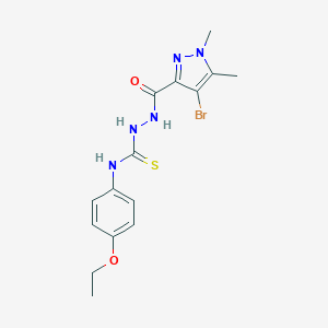 molecular formula C15H18BrN5O2S B454840 2-[(4-bromo-1,5-dimethyl-1H-pyrazol-3-yl)carbonyl]-N-(4-ethoxyphenyl)hydrazinecarbothioamide 